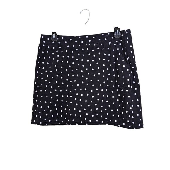 Croft and Barrow Skort Womens Size Large Black White Polka Dots Stretch Pockets - Picture 1 of 4